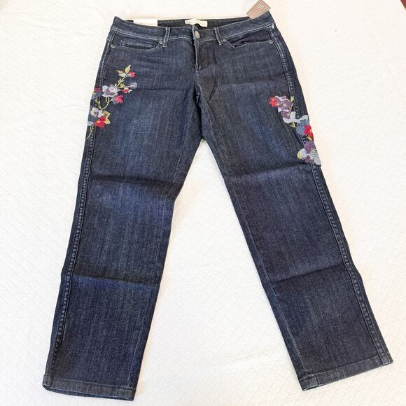 J. Jill Slim Ankle Luna Wash Multi Denim Jeans Flower Embroidered SZ8P NWT - Picture 2 of 8